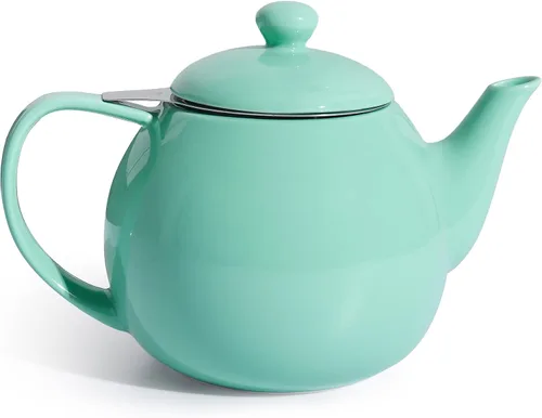 Vista 18 de Sweese Tetera de porcelana de 27 onzas con infusor para té de hojas sueltas, gris azulado