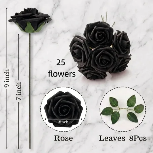 Vista 5 de Aegero Flores artificiales, 25 rosas falsas de espuma con tallos para ramos de boda, centros de mesa de despedida de soltera, arreglos, mesas