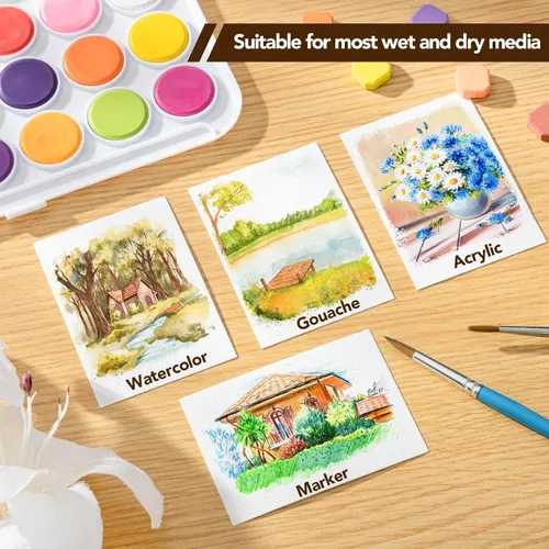 Vista 7 de 240 hojas de papel de acuarela a granel, papel de prensa en frío de 110 lb/230 GSM, papel de color de agua blanca para dibujar tarjetas de regalo