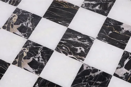 Vista 4 de Royal Chess Mall - Tablero de ajedrez de lujo de piedra de mármol sin bordes de 15 '' - Piedra blanca y negra