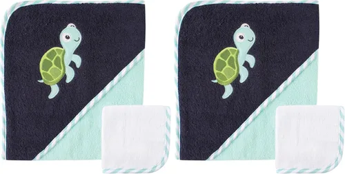 Vista 11 de Luvable Friends Toalla y toallita unisex con capucha de algodón para bebé, floral, talla única