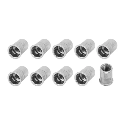 Vista 8 de METALLIXITY Tuercas de remache (M3) 25 piezas, tuercas roscadas de aleación de aluminio, para sujetadores mecánicos de muebles, tono plateado