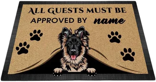 Vista 7 de Tapete personalizado con nombre de perro que mira al perro Cocker Spaniel, todos los invitados deben ser aprobados por alfombras para decoración