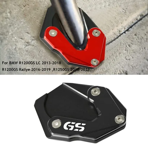 Vista 2 de Soporte lateral para motocicleta, ampliadora de extensión para B-M-W R 2012-2018 R1250GS R 1250 GS 2018-2023 R1200GS Rallye 2016-2018 (negro + negro)