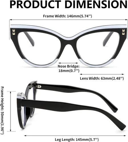 Vista 3 de FEISEDY Gafas de computadora con bloqueo de luz azul de gran tamaño para mujer, marco antifatiga ocular B2323