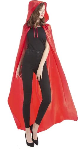 Vista 4 de Diffly Capa de satén con capucha de 59 pulgadas, unisex, capa de Halloween para mago de bruja diablo, Halloween, Navidad, cosplay