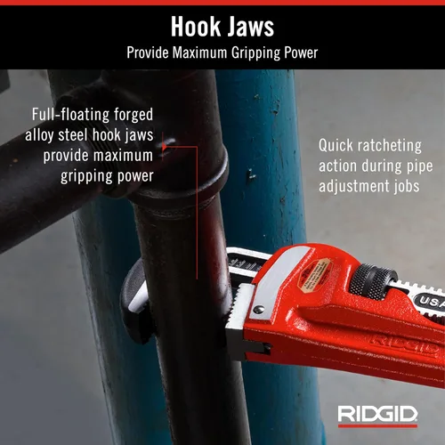 Vista 6 de Ridgid 31035 model 36 Heavy-Duty Straight Pipe Wrench, 36" Plumbing Wrench