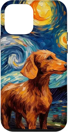 Vista 16 de Carcasa para iPhone 16 Dachshund Dog Starry Night Van Gogh Dachshund