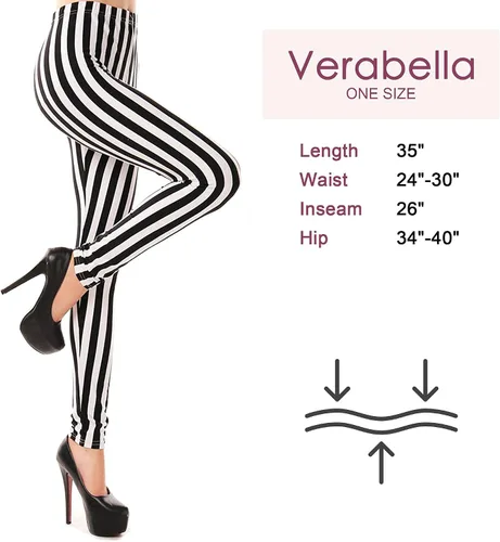 Vista 6 de Verabella - Leggings elásticos para mujer color blanco negro y a rayas longitud al tobillo
