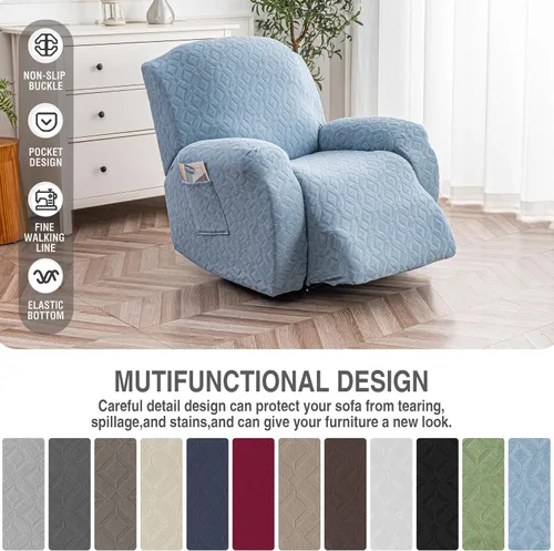 Vista 149 de Gennia Funda Impermeable para Silla Reclinable, Fundas Elásticas para Sofá Reclinable con Bolsillos, Fundas Lavables para Silla Reclinable Lazy Boy