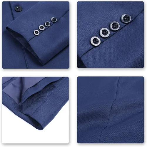 Vista 21 de YUNCLOS Chaqueta blazer casual de 1 botón con solapa con muescas para hombre