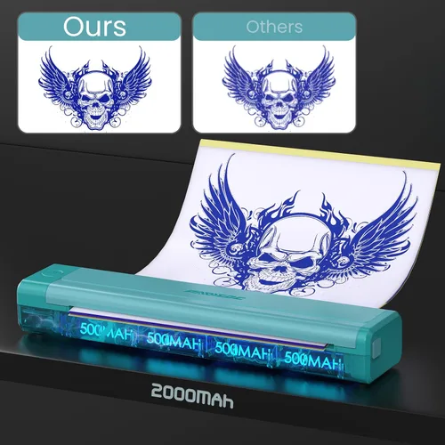 Vista 5 de Padieoe Impresora de plantillas de tatuaje, 2000mAh térmica inalámbrica Verde
