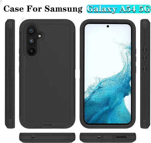Vista 7 de Funda para teléfono Qinmay para Samsung Galaxy A54 5G con protector de pantalla HD, funda de 3 capas resistente a golpes y caídas para Galaxy A54
