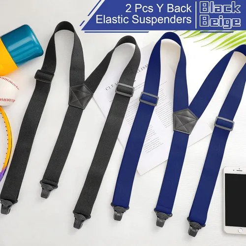 Vista 5 de Janmercy 2 piezas de tirantes para debajo de la ropa para hombres, tirantes de aeropuerto, clips de plástico, para senderismo, tirantes ocultos