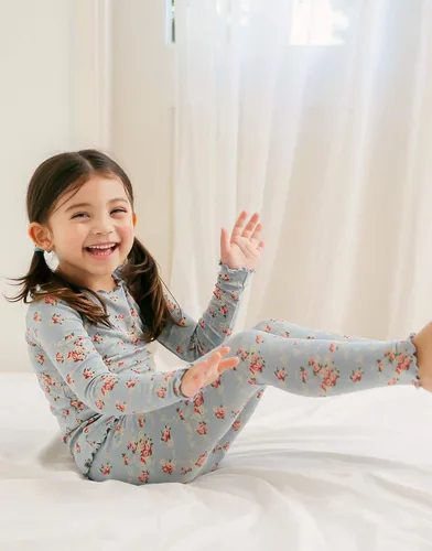 Vista 2 de VAENAIT BABY - Pijama unisex para niños y niñas de 6 meses a 12 años, pijama suave y cómoda de modal Tencel, ropa de dormir fruncida, conjunto de 24