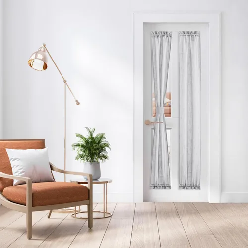 Vista 107 de NICETOWN - Cortinas de luz lateral para puerta de 72 pulgadas de largo para ventanas de lino, cortinas opacas para privacidad con protección contra