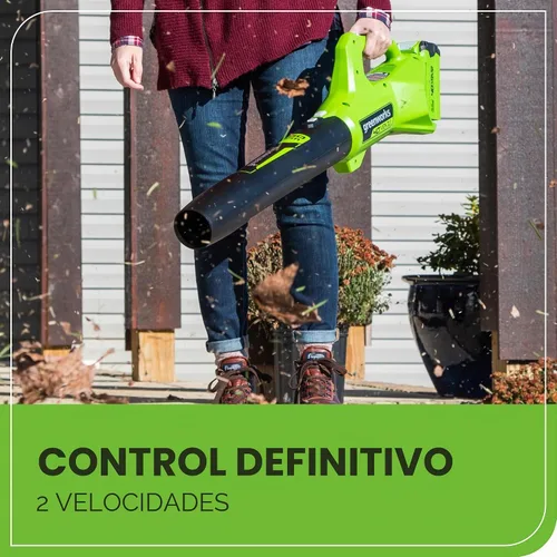 Vista 5 de Greenworks - Soplador de hojas axial inalámbrico de 40 V (100 m/hr, 350 CFM), incluye batería de 2.0 Ah y cargador