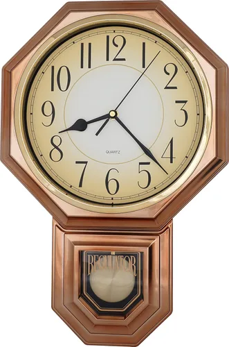 Vista 32 de JUSTIME Reloj de pared clásico vintage tradicional de estilo Schoolhouse, con péndulo y melodía Westminter cada hora, relojes de pared con melodía
