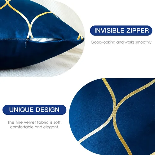 Vista 5 de OTOSTAR Juego de 4 fundas de almohada decorativas doradas de 18 x 18 pulgadas, fundas de almohada cuadradas de terciopelo suave, fundas de cojín