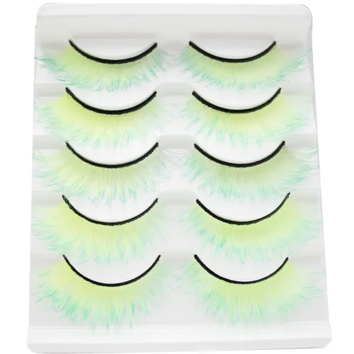 Vista 11 de DAODER Pestañas postizas de colores, pestañas postizas esponjosas con color azul, de 0.55 a 0.63 pulgadas, rizo C medio, volumen completo, pestañas