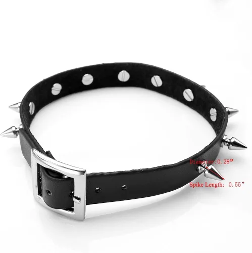 Vista 3 de Jovivi Cool Gothic genuino Emo O-Ring Spike Remaches Punk collar ajustable