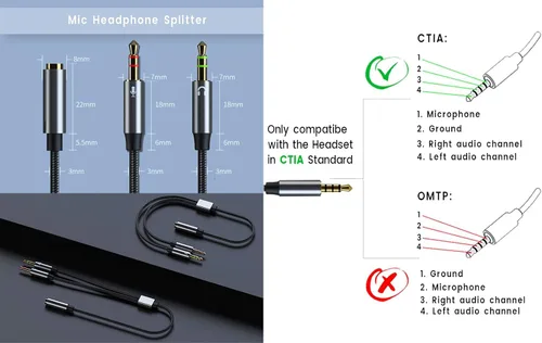 Vista 7 de Cable divisor de PC de repuesto para HyperX Cloud II, Alpha, Stinger, Core, Astro A10 A40, Turtle Beach Recon 70, SteelSeries, Sennheiser Game