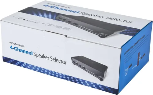Vista 4 de Monoprice Selector de altavoces de 4 canales, negro hasta 140 W por canal. Distribuye altavoces, perfecto para audio de cine en casa