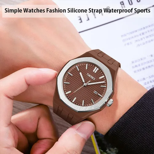 Vista 2 de SKMEI Watches for Men Silicone Easy Read Waterproof Sport Casual Fashion Analog Quartz Luminous Fathers Gifts Black Wrist Watch