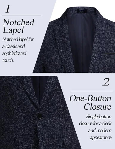 Vista 4 de COOFANDY Men's Casual Blazer Suit Jackets Slim Fit One Button Business Sport Coats