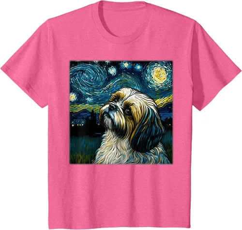 Vista 38 de Camiseta Surrealism Starry Night Shih Tzu Dog