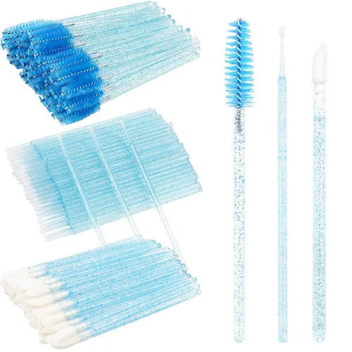Vista 20 de Kit de suministros para extensión de pestañas de 300 piezas, cepillos desechables para pestañas, micro hisopos, varitas para máscara, cepillos