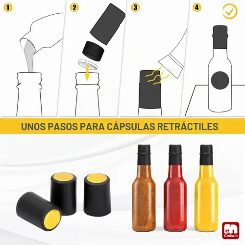 Vista 3 de gmisun - Mini botellas de salsa picante de 3 onzas, paquete de 24 botellas de jengibre con cápsulas retráctiles, mini botella de vino de vidrio
