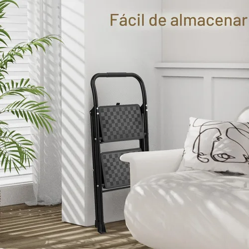 Vista 5 de HBTower Escalera de 2 Escalones, Taburete Escalón para Adultos, Escalera de 2 Escalones Taburete Escalón Plegable con Pedal Ancho Diseño Ergonómico