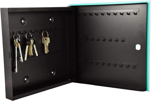 Vista 8 de Concept Crystal Gabinete decorativo de almacenamiento de llaves con tablero blanco de vidrio K10A: pestillo antiguo sin entrada