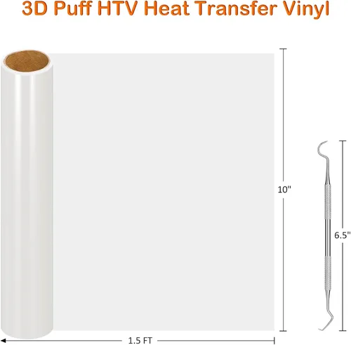 Vista 4 de JuneHeart Rollo de vinilo termotransferible 3D para camisetas, rollo de vinilo HTV para planchar con herramienta de malezas para máquina cortadora