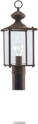 Vista 3 de Sea Gull Lighting 8257-12 Jamestowne - poste farol con cristal biselado transparente, 17 pulgadas, color negro