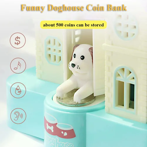 Vista 2 de Doghouse - Banco de dinero, divertido banco de monedas eléctrico automático para robar, alcancía, caja de ahorro para perros con efectos de sonido