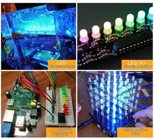 Vista 2 de MCIGICM - Diodos de luz LED de 0.197 in, kit surtido de circuitos LED para experimentos de proyectos científicos (multicolor, 5 colores) LED