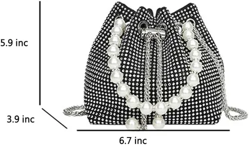 Vista 4 de Bolso de mano de noche con cristales para mujeres y niñas, bolso cruzado brillante para boda, graduación, fiesta, club, bolsos de mano
