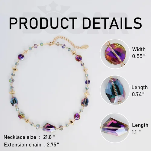 Vista 6 de Bocar Collar de cuentas de cristal para mujer, diseño de babero hecho a mano, regalo de joyería