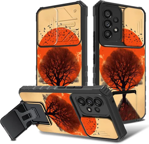 Vista 13 de Funda para Samsung Galaxy A53 5G con cubierta de cámara y soporte de soporte, resistente a prueba de golpes, TPU funda protectora para Samsung