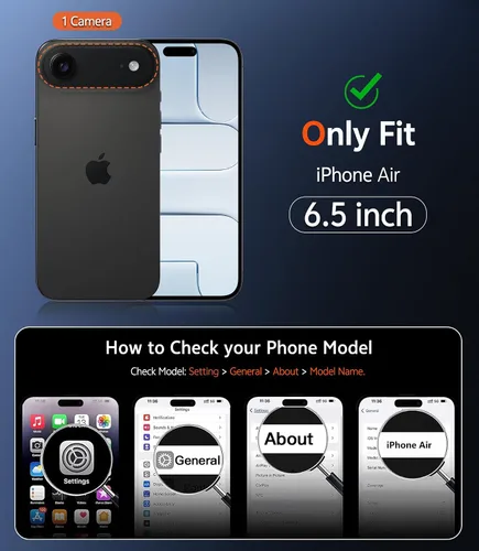 Vista 2 de FNTCASE - Funda magnética para iPhone Air, color negro transparente claro negro