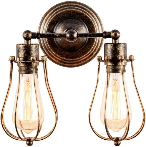 Vista 8 de Luling - Aplique de pared industrial Luling rústico loft, luces de pared antiguas, jaula de alambre, enchufe ajustable, accesorios de lámpara retro