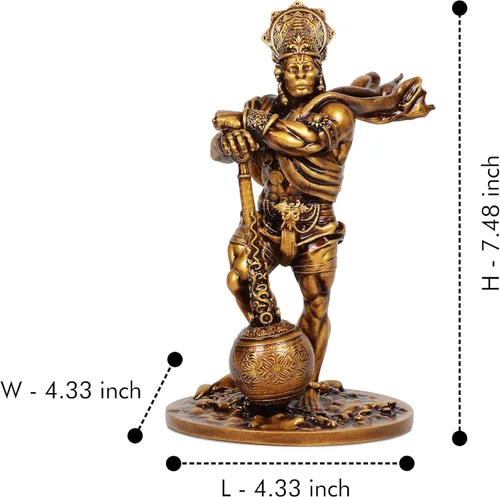 Vista 2 de Artarium Gran estatua de Hanuman Bahubali de 7.5 pulgadas, ídolo de Lord Hanuman, Bajrang Bali Murti, polvo de mármol y resina hindú figura de Dios