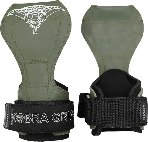 Vista 40 de Cobra Grips Weight Lifting Gloves with Adjustable Neoprene Padded Wrist Wraps - Heavy Duty Alternative to Power Lifting Hooks for Deadlifts Una goma