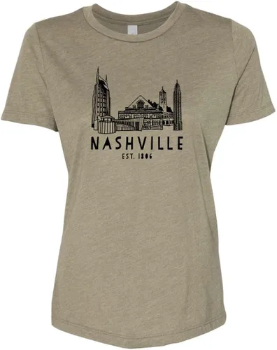 Vista 17 de Cute Women's Screen Printed Crew Neck Tee, Shirts With Sayings, Dusty Blue or Olive