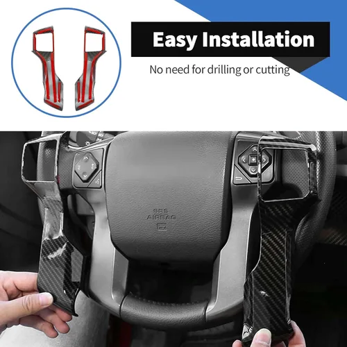 Vista 4 de Voodonala Funda decorativa para volante de 4Runner para Toyota Tacoma 2014-2021 Tundra Sequoia 2018-2021 Toyota 4Runner SUV 2010-2021