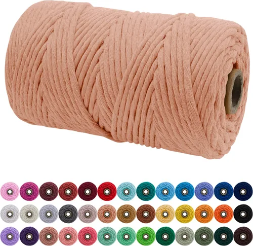 Vista 134 de JeogYong Cordón de macramé de un solo hilo 3 mm x 109 yardas (328 pies) Cuerda de algodón suave Hilo de macramé de 3 mm, suministros de macramé