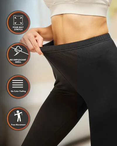 Vista 8 de CL - Ropa interior térmica para mujer, pantalones largos con forro polar, conjunto de ropa interior larga y suave, pijama de capa base cálida