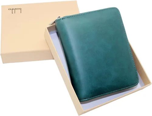 Vista 34 de boshiho Cartera con bloqueo RFID de 24 ranuras para tarjetas de crédito, de piel auténtica, organizador de múltiples tarjetas, con cremallera